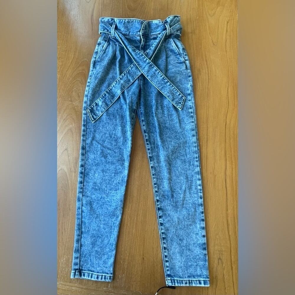 Sezane Austin trouser pants in Bleached Blue Belted Tapered Jeans 34 / US 2 - Picture 5 of 10